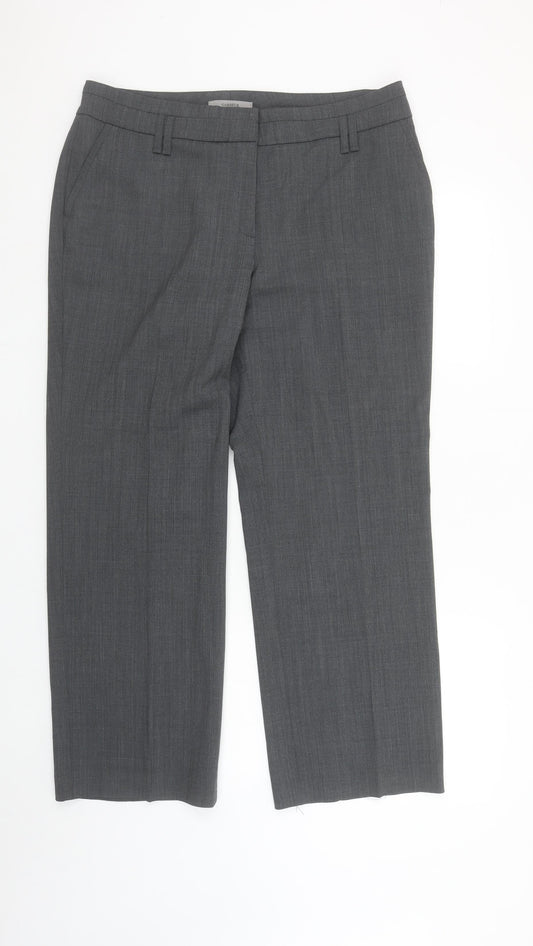 Gardeur Women's Grey Wool Blend Straight Leg Dress Trousers Size 16