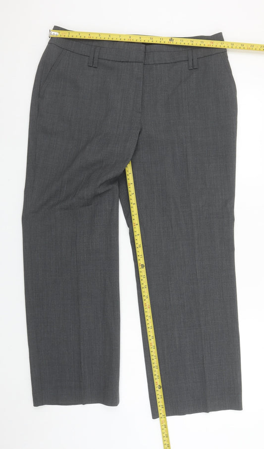 Gardeur Women's Grey Wool Blend Straight Leg Dress Trousers Size 16