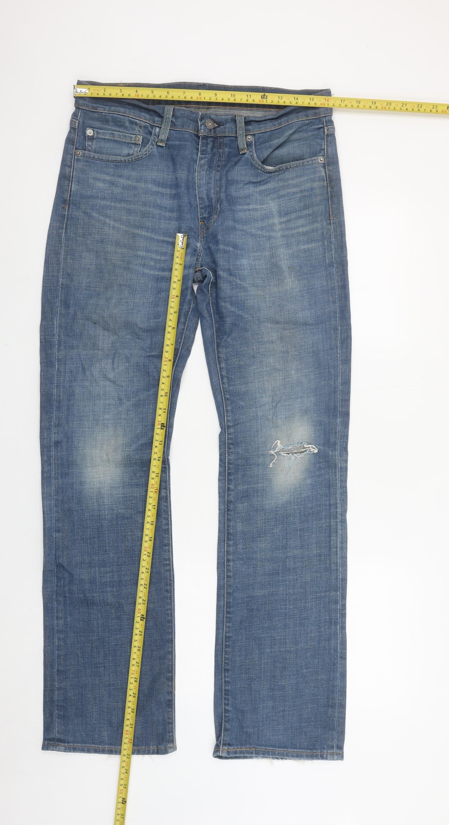 Levi's Premium Men's Blue 32x32 Straight Fit Distressed Jeans