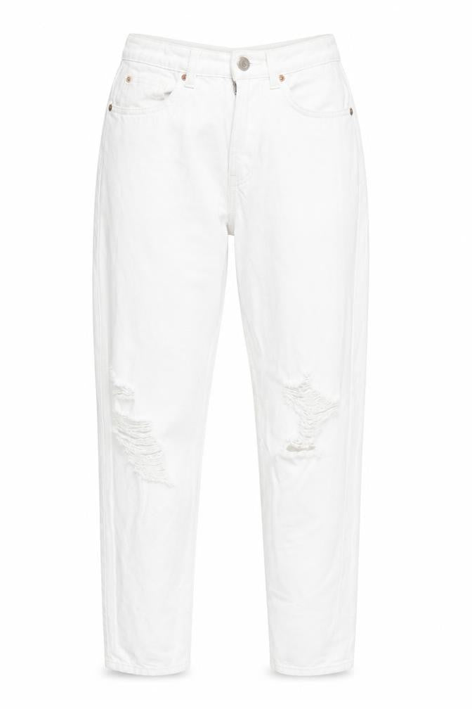 Womens UK Size 8 Primark Relaxed Fit Mom White Jeans
