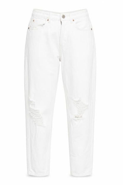 Womens UK Size 8 Primark Relaxed Fit Mom White Jeans