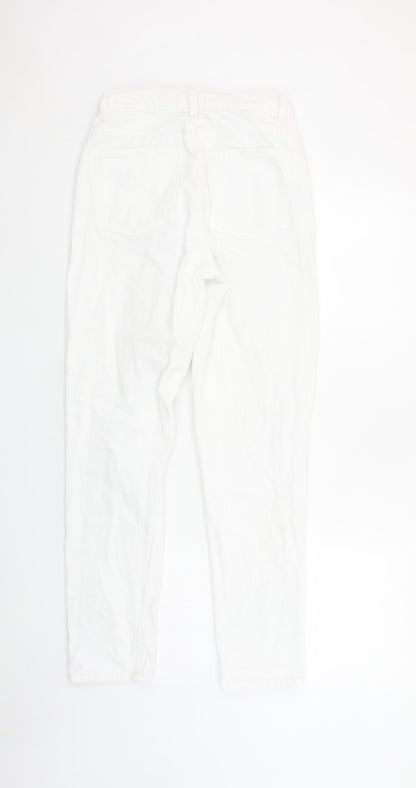 Primark Women’s White Mom Jeans Size 8 Distressed Denim High Rise