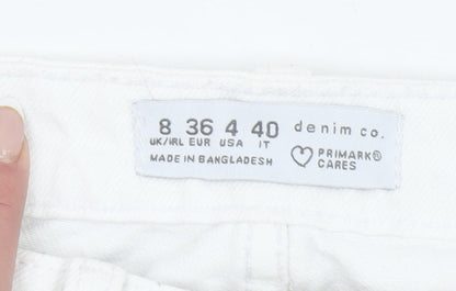 Primark Women’s White Mom Jeans Size 8 Distressed Denim High Rise