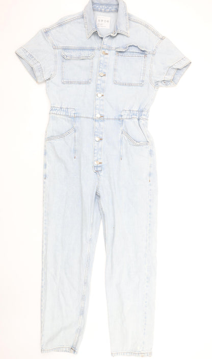 Primark Denim Co Light Blue Short Sleeve Button Front Denim Jumpsuit Women's Size 10