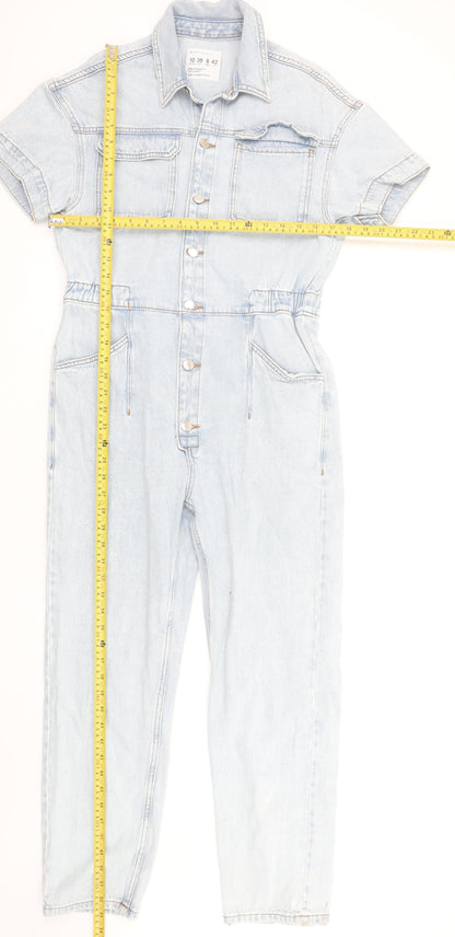 Primark Denim Co Light Blue Short Sleeve Button Front Denim Jumpsuit Women's Size 10