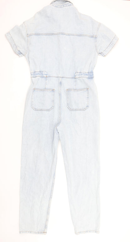 Primark Denim Co Light Blue Short Sleeve Button Front Denim Jumpsuit Women's Size 10