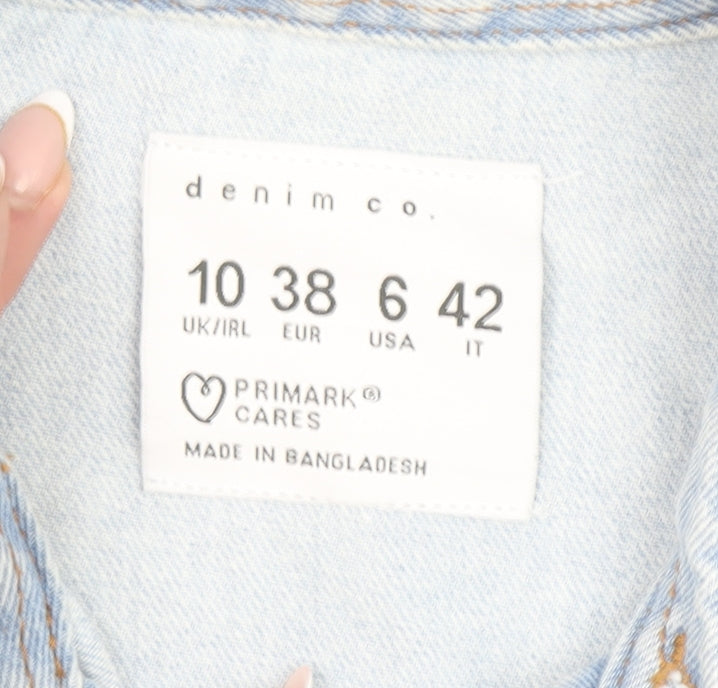 Primark Denim Co Light Blue Short Sleeve Button Front Denim Jumpsuit Women's Size 10