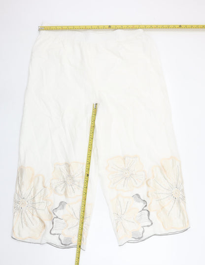 Womens UK Size 16 Gallery Regular Fit Cropped Ivory Trousers