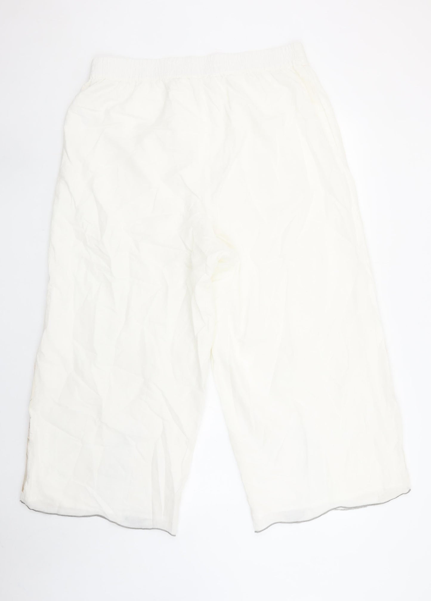 Womens UK Size 16 Gallery Regular Fit Cropped Ivory Trousers