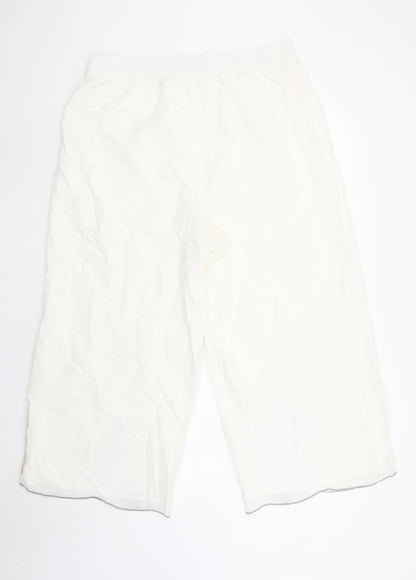 Womens UK Size 16 Gallery Regular Fit Cropped Ivory Trousers