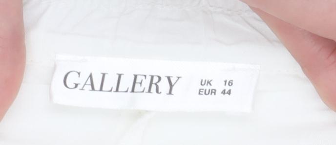 Womens UK Size 16 Gallery Regular Fit Cropped Ivory Trousers