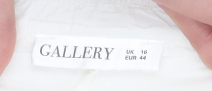 Womens UK Size 16 Gallery Regular Fit Cropped Ivory Trousers