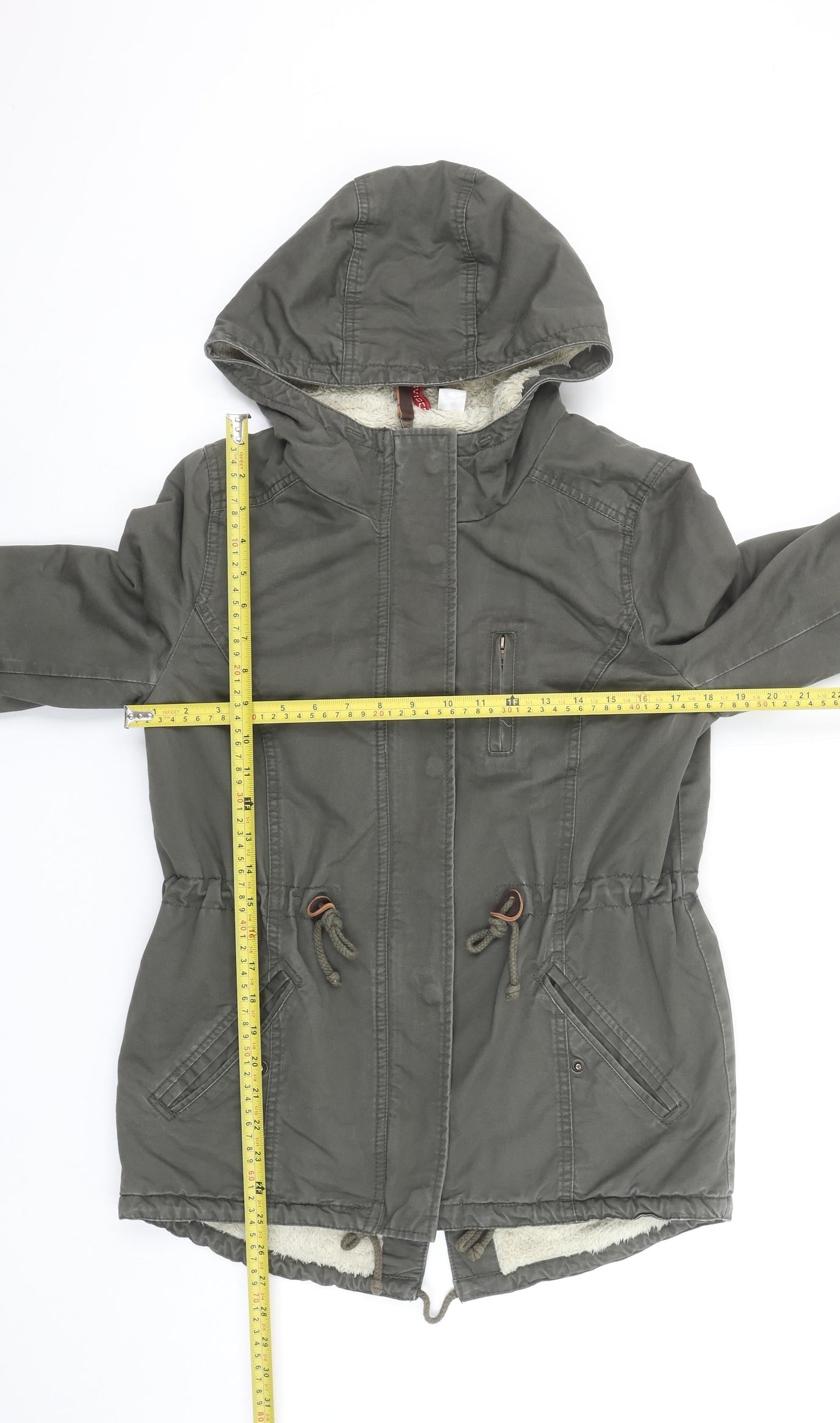 Womens UK Size 8 H&M Green Parka Coat