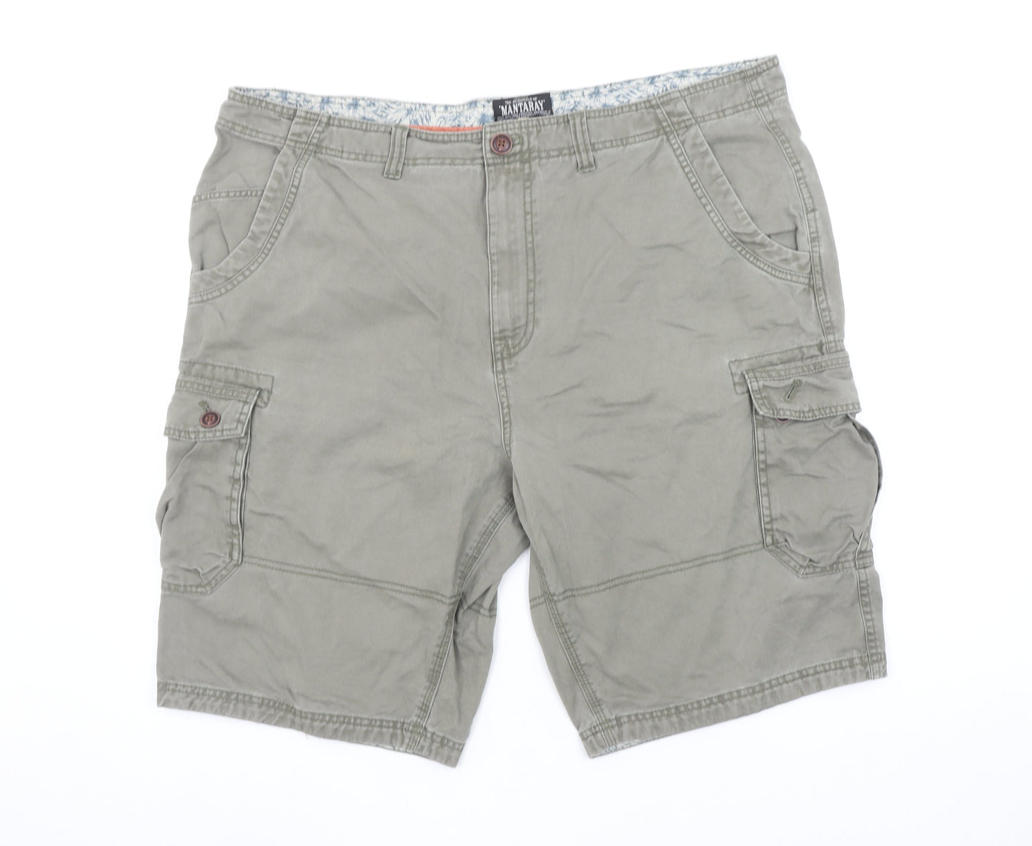 Mantaray Men's Green Cargo Shorts Size 42 Cotton Casual Outdoor