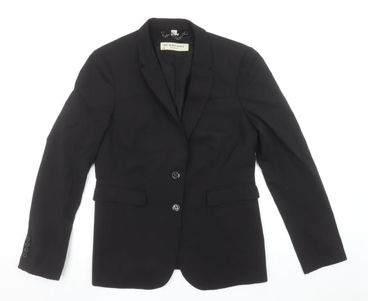 Burberry Women Black Wool Blazer UK 12 Classic Tailored Jacket
