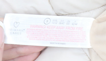 Primark Women’s Beige Puffer Jacket Hooded Size S 10-12 Quilted Zip Coat