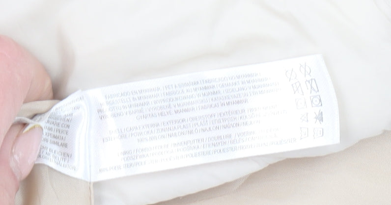 Primark Women’s Beige Puffer Jacket Hooded Size S 10-12 Quilted Zip Coat