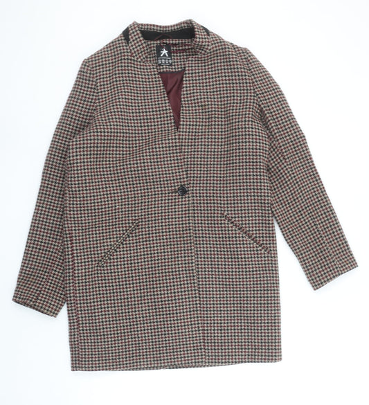 Atmosphere Women's Beige Houndstooth Long Blazer Jacket Size 10