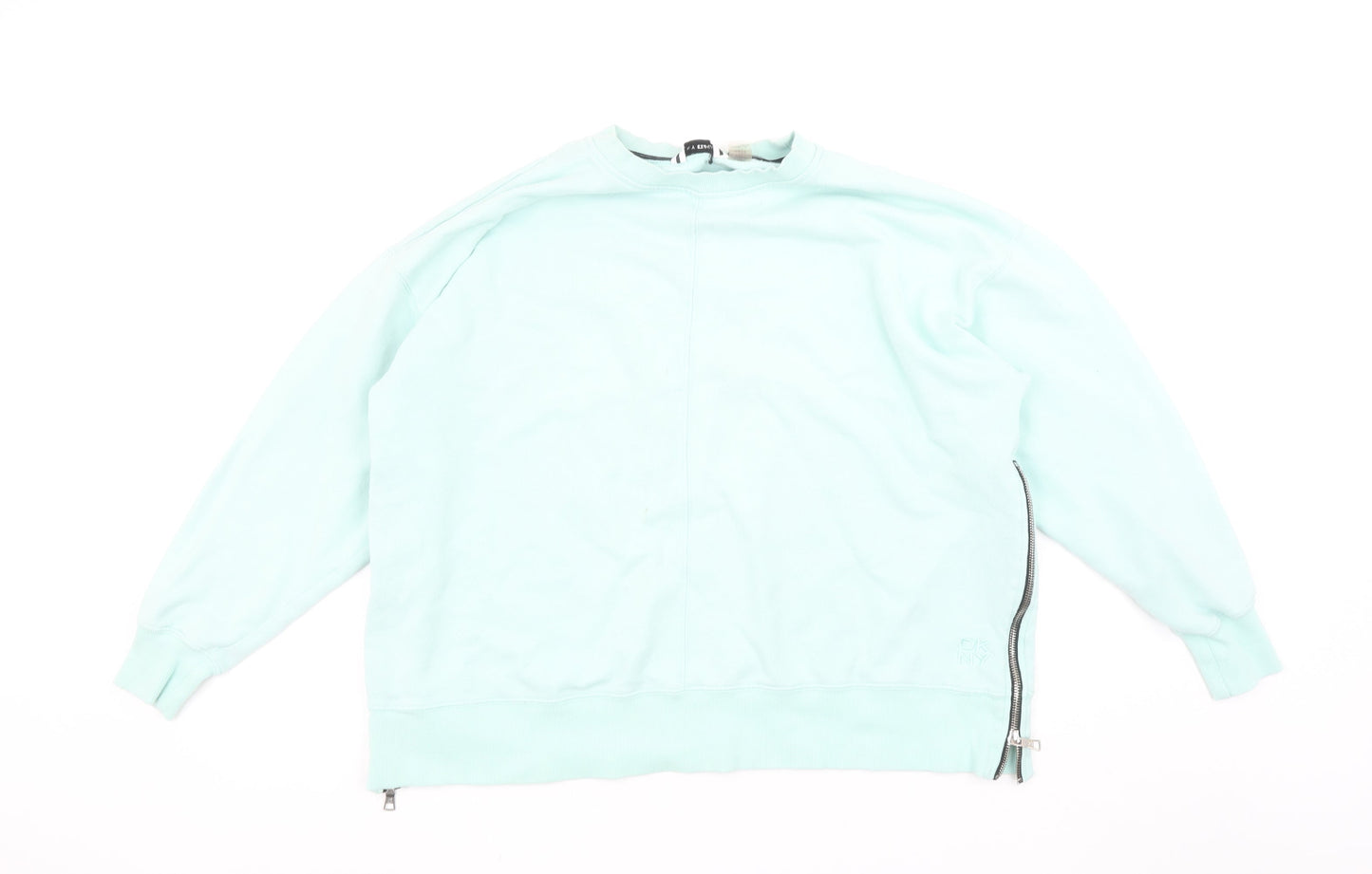 DKNY Sport Women’s Mint Green Cotton Sweatshirt Size 10 Zip Detail