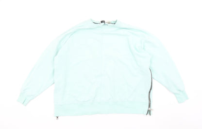 DKNY Sport Women’s Mint Green Cotton Sweatshirt Size 10 Zip Detail
