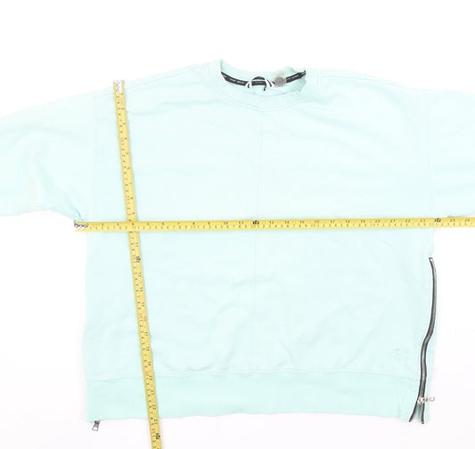 DKNY Sport Women’s Mint Green Cotton Sweatshirt Size 10 Zip Detail