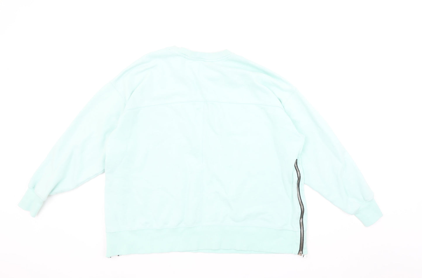 DKNY Sport Women’s Mint Green Cotton Sweatshirt Size 10 Zip Detail