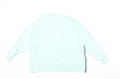 DKNY Sport Women’s Mint Green Cotton Sweatshirt Size 10 Zip Detail