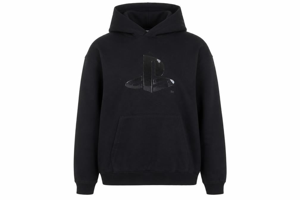 Front view of H&M Teens Black PlayStation Hooded Pullover Sweatshirt UK 12-14Y
