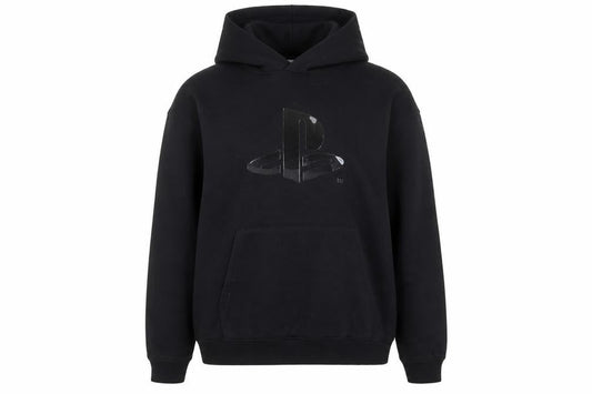 Front view of H&M Teens Black PlayStation Hooded Pullover Sweatshirt UK 12-14Y