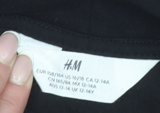 Teens UK Size 14 H&M Black Pullover Hoodie