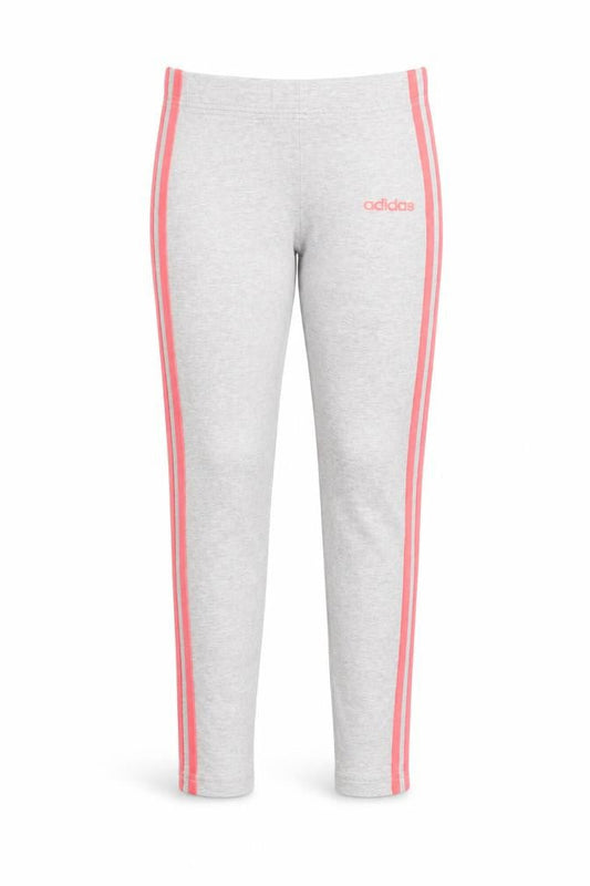 Adidas Girls Grey Pink Side Stripe Cotton Stretch Ankle Leggings 12 Years