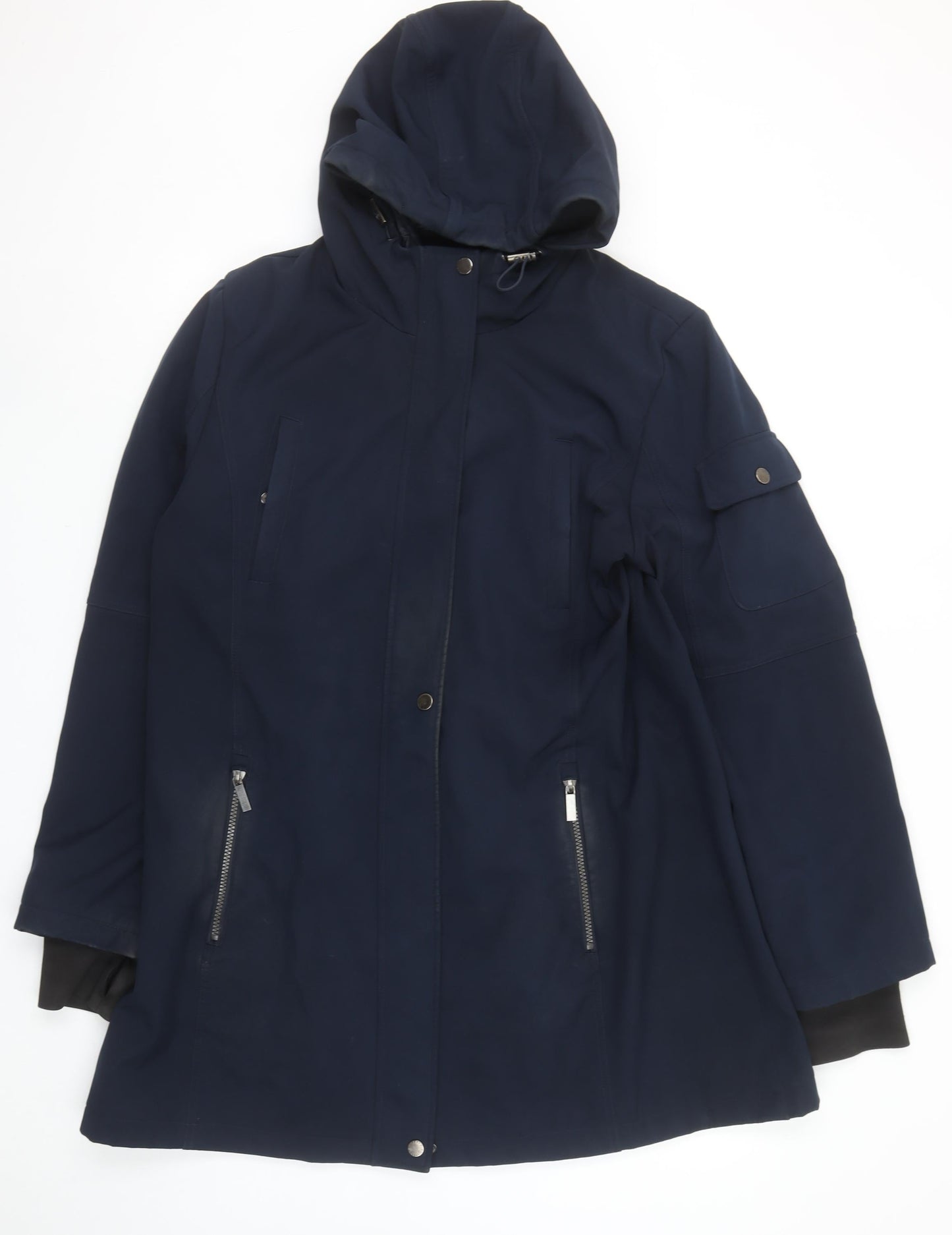 French Connection Women's Blue XL Hooded Parka Coat Waterproof