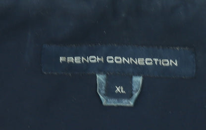 French Connection Women's Blue XL Hooded Parka Coat Waterproof