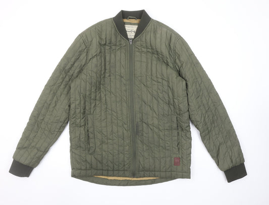 Mens UK Size L JACK & JONES Green Bomber Jacket
