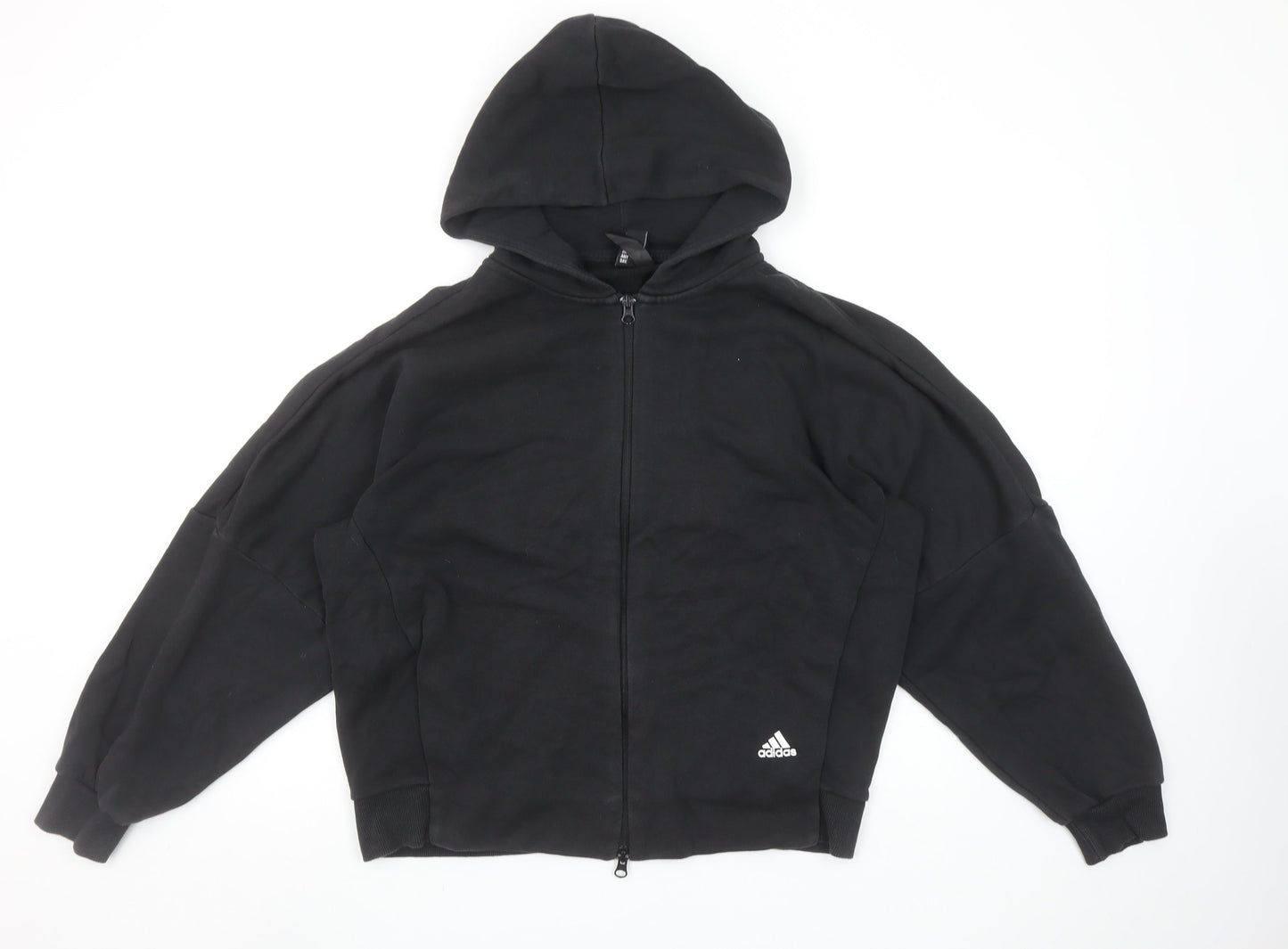 Adidas Women's Black Full Zip Hoodie Size 12 Cotton Blend