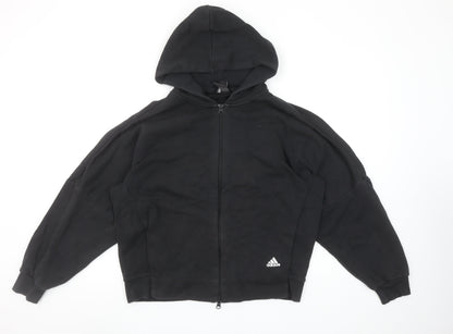 Adidas Women's Black Full Zip Hoodie Size 12 Cotton Blend