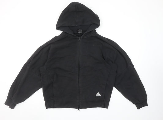 Adidas Women's Black Full Zip Hoodie Size 12 Cotton Blend