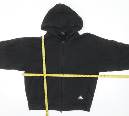 Adidas Women's Black Full Zip Hoodie Size 12 Cotton Blend