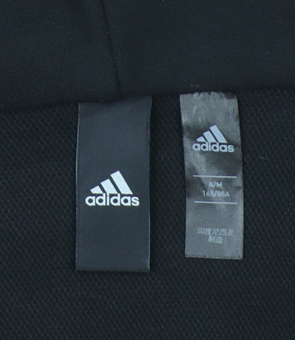 Adidas Women's Black Full Zip Hoodie Medium Cotton Blend
