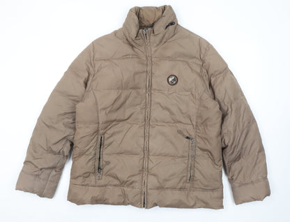 Abrams Men's Brown Puffer Jacket S Down Fill Winter Coat