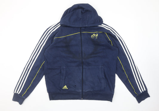 Mens UK Size L adidas Blue Full Zip Hoodie
