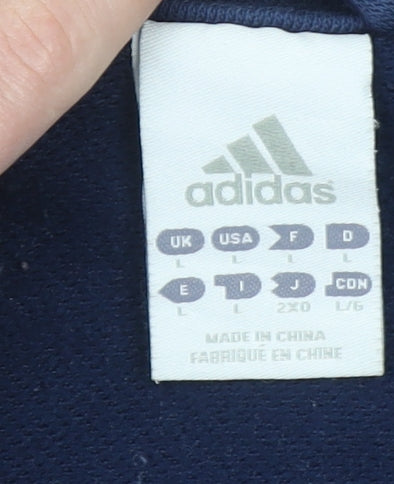 Mens UK Size L adidas Blue Full Zip Hoodie