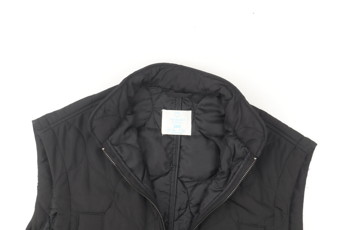 Primark Women’s Black Quilted Waistcoat 2XS Lightweight Zip Vest