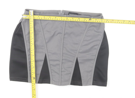 PrettyLittleThing Women's Grey Short Pencil Skirt Size 6