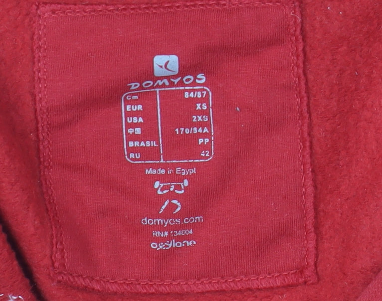 Mens UK Size XS DOMYOS Red Full Zip Hoodie