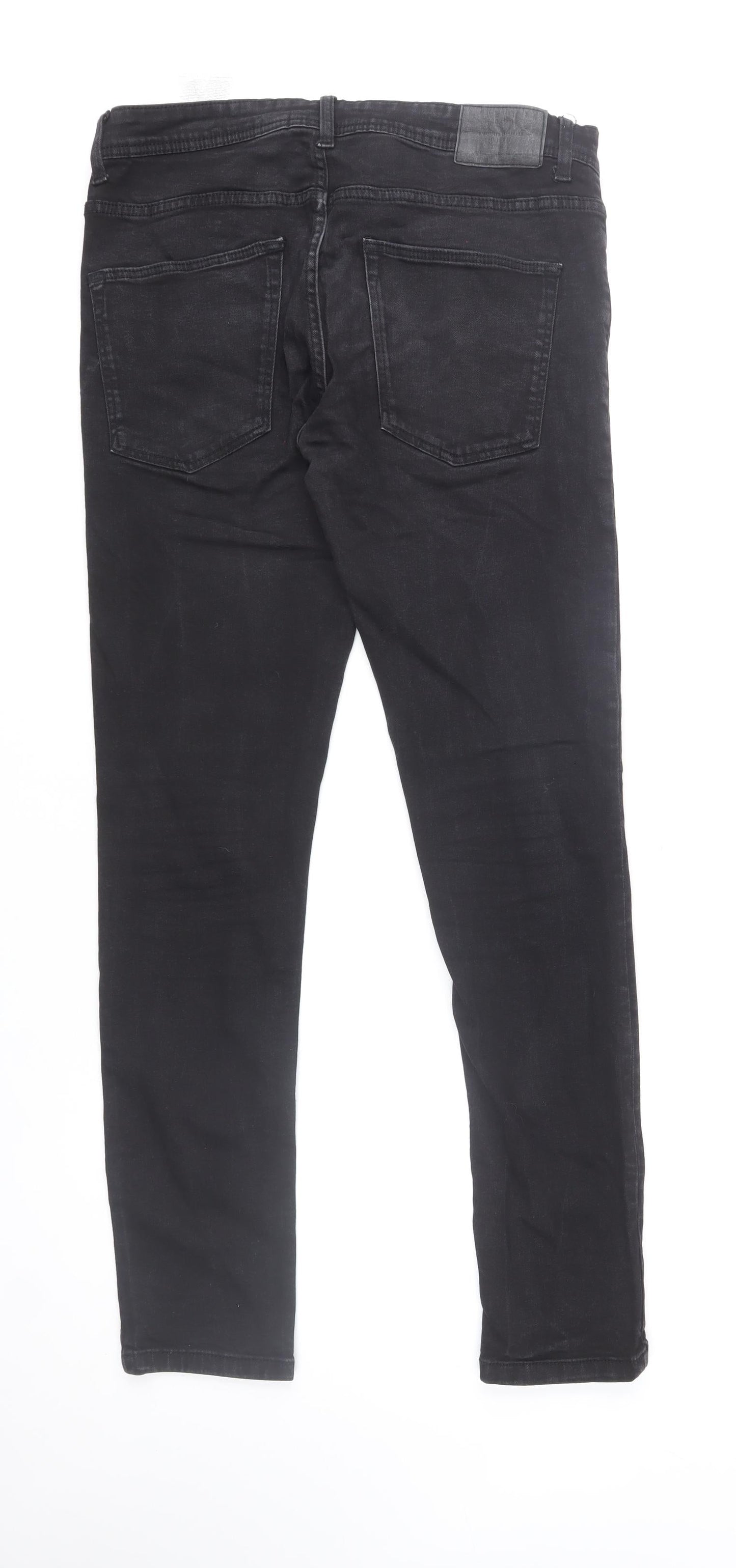 FSBN Men's Black Slim Fit Denim Jeans 33W 32L Skinny Style