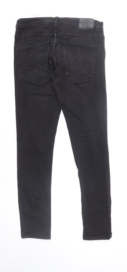 FSBN Men's Black Slim Fit Denim Jeans 33W 32L Skinny Style