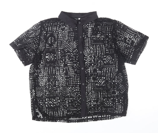 Womens UK Size 12 H&M Black Camisole Button-Up