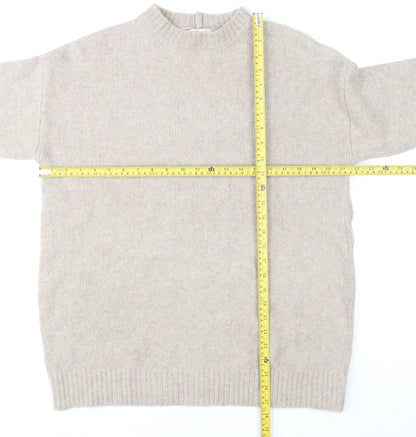 Bershka Men Beige High Neck Knit Pullover Jumper Size S