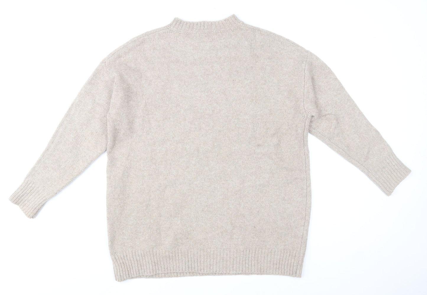 Bershka Men Beige High Neck Knit Pullover Jumper Size S